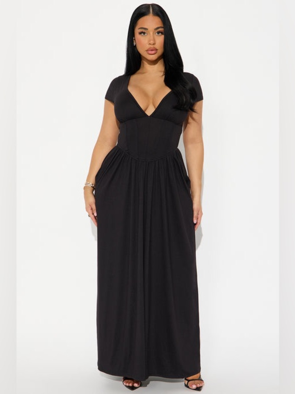 Ainsley Cap Sleeve Corset Maxi Dress